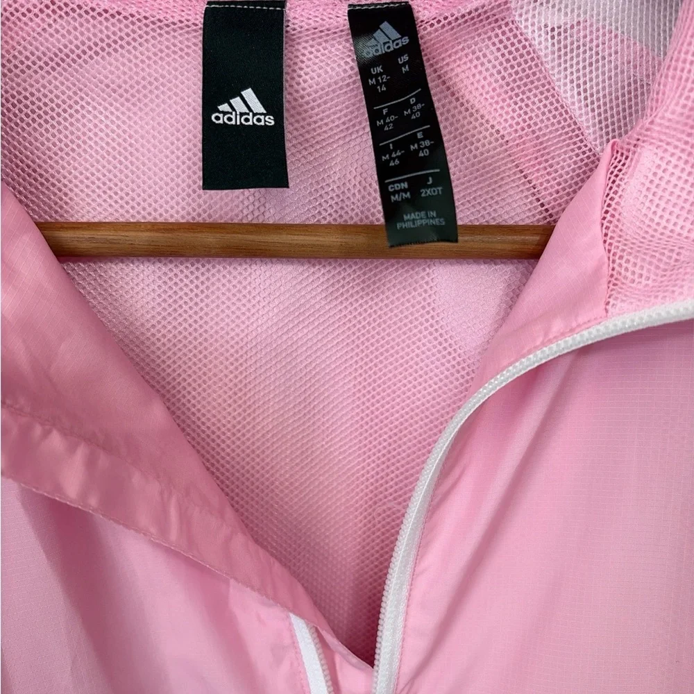 Adidas Girl’s Pink and White Hooded Jacket - Picture 7 of 7